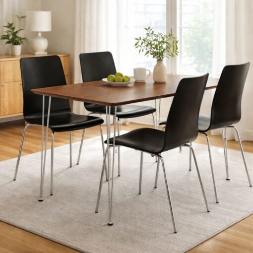 Bragg Mizell 4-Seater Dining Table and Chairs Set 5-Piece Walnut Black