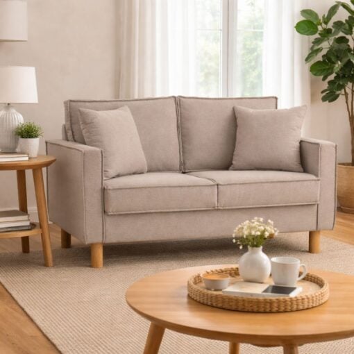 Bragg Nexon 2-Seater Sofa Couch with Scatter Cushions, Beige