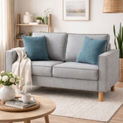 Bragg Nexon 2-Seater Sofa Couch with Scatter Cushions, Light Blue
