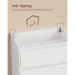 Bragg Chest of Drawers Storage Cabinet, 4 Drawers, White Anti-Tip