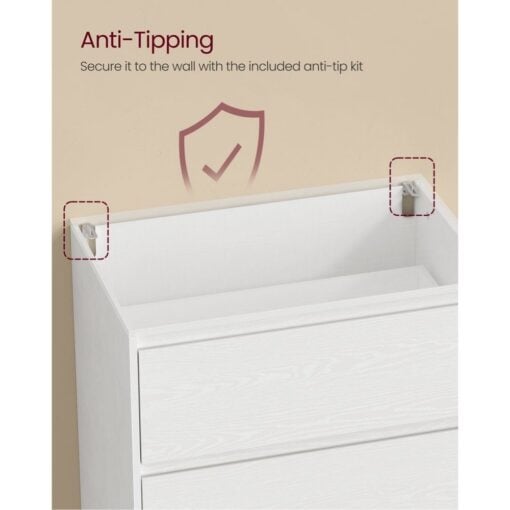 Bragg Chest of Drawers Storage Cabinet, 4 Drawers, White Anti-Tip