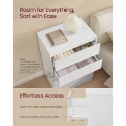 Bragg Chest of Drawers Storage Cabinet, 4 Drawers, White Drawers