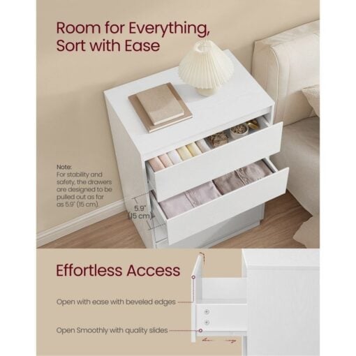 Bragg Chest of Drawers Storage Cabinet, 4 Drawers, White Drawers