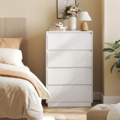 Bragg Chest of Drawers Storage Cabinet, 4 Drawers, White
