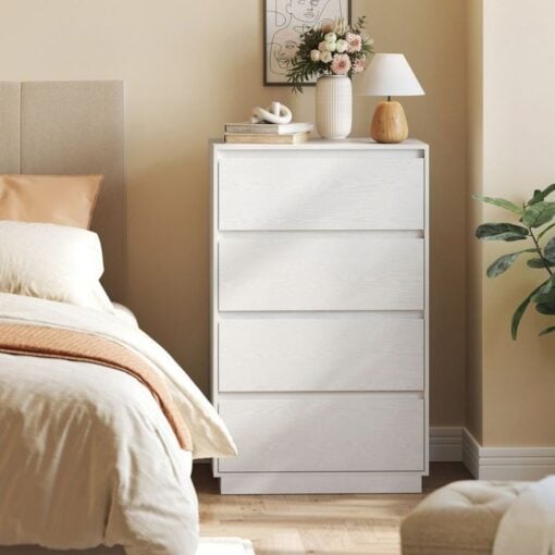 Bragg Chest of Drawers Storage Cabinet, 4 Drawers, White