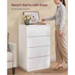 Bragg Chest of Drawers Storage Cabinet, 4 Drawers, White