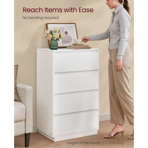 Bragg Chest of Drawers Storage Cabinet, 4 Drawers, White