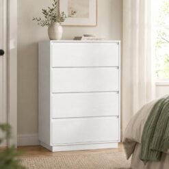 Bragg Chest of Drawers Storage Cabinet, 4 Drawers, White