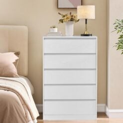 Bragg Chest of Drawers Storage Cabinet, 5 Drawers, White