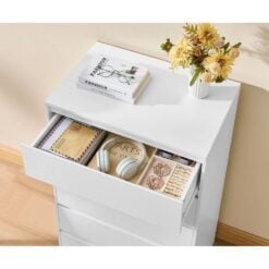 Bragg Chest of Drawers Storage Cabinet, 5 Drawers, White Drawer
