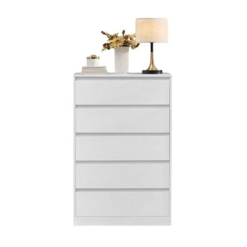 Bragg Chest of Drawers Storage Cabinet, 5 Drawers, White