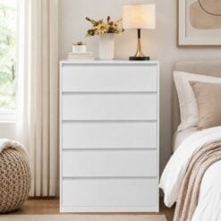 Bragg Chest of Drawers Storage Cabinet, 5 Drawers, White