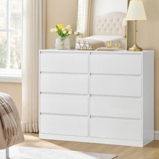 Bragg Chest of Drawers Storage Dresser, 8 Drawers, White
