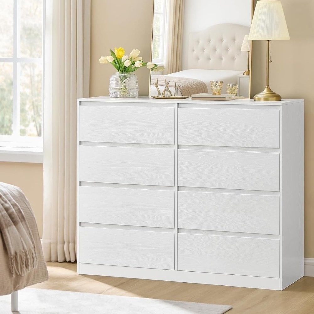 Bragg Chest of Drawers Storage Dresser, 8 Drawers, White