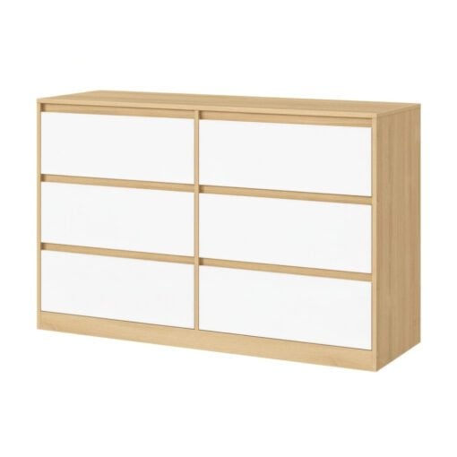 Bragg Lorne Chest of Drawers Storage Wardrobe, 6 Drawers, Oak & White