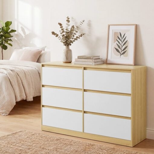 Bragg Lorne Chest of Drawers Storage Wardrobe, 6 Drawers, Oak & White