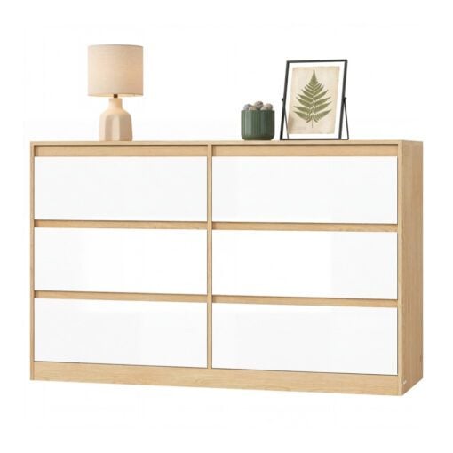 Bragg Lorne Chest of Drawers Storage Wardrobe, 6 Drawers, Oak & White