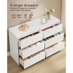 Bragg Lorne Chest of Drawers Storage Wardrobe, 6 Drawers, White Drawers