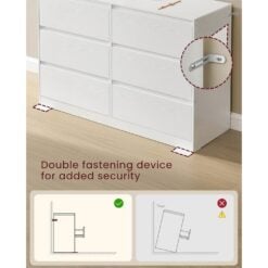 Bragg Lorne Chest of Drawers Storage Wardrobe, 6 Drawers, White Antitip