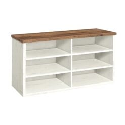 Bragg Miri Shoe Rack Storage Bench with Adjustable Shelves, Farmstyle Oak