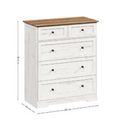 Bragg Sedona Chest of Drawers Storage Cabinet, 5 Drawers, Farmstyle White Dimensions