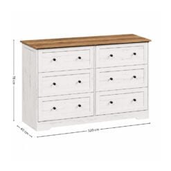 Bragg Sedona Chest of Drawers Storage Cabinet, 6 Drawers, Farmstyle White Dimensions