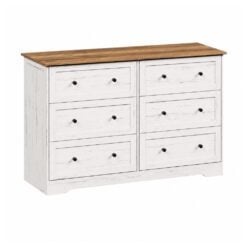 Bragg Sedona Chest of Drawers Storage Cabinet, 6 Drawers, Farmstyle White