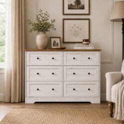 Bragg Sedona Chest of Drawers Storage Cabinet, 6 Drawers, Farmstyle White