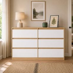 Bragg Lorne Chest of Drawers Storage Wardrobe, 6 Drawers, Oak & White
