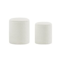 Songmics Round Storage Ottoman, Set of 2, Cream White