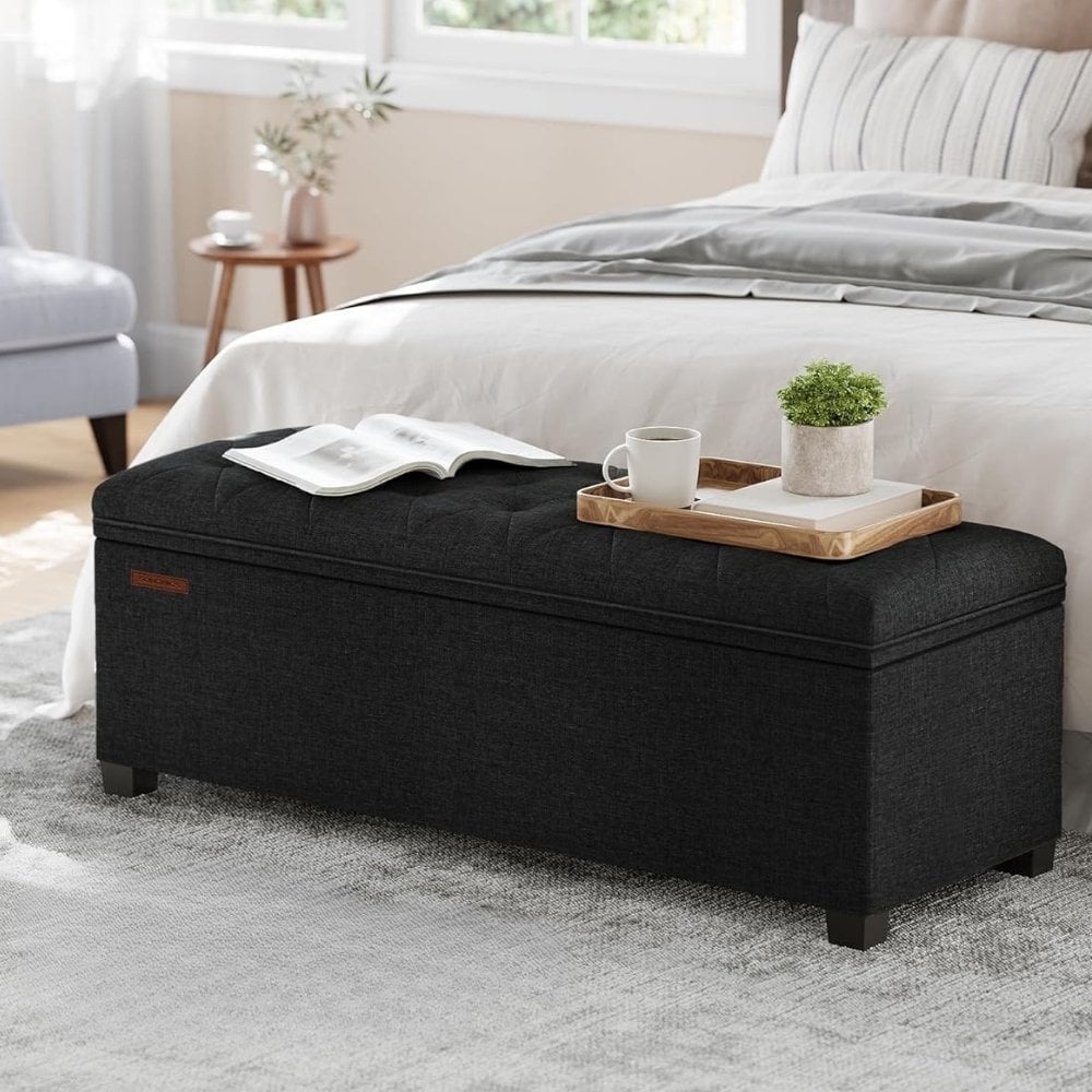 Songmics Storage Chest Ottoman Sofa Bench, Black