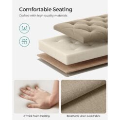 Songmics Storage Chest Ottoman Sofa Bench, Camel Brown Cushioning
