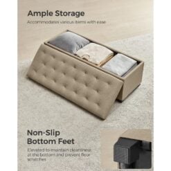 Songmics Storage Chest Ottoman Sofa Bench, Camel Brown Storage