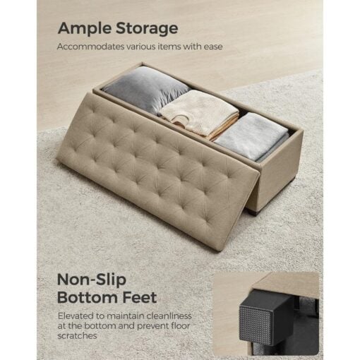 Songmics Storage Chest Ottoman Sofa Bench, Camel Brown Storage