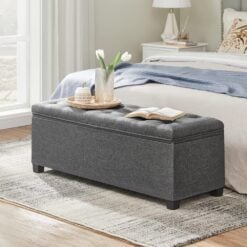 Songmics Storage Chest Ottoman Sofa Bench, Dark Grey