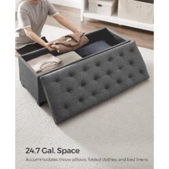 Songmics Storage Chest Ottoman Sofa Bench, Dark Grey Space
