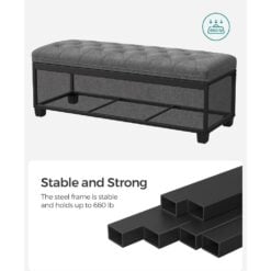 Songmics Storage Chest Ottoman Sofa Bench, Dark Grey Structure
