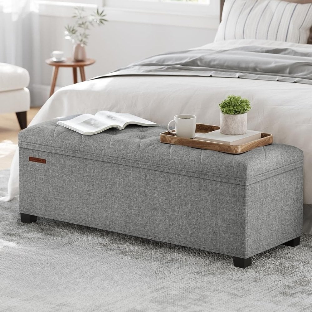 Songmics Storage Chest Ottoman Sofa Bench, Light Grey