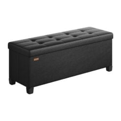 Songmics Storage Ottoman Sofa Bench with Legs, Black