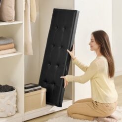 Songmics Storage Ottoman Sofa Bench with Legs, Black Folding