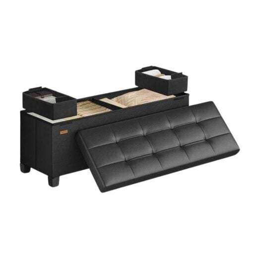 Songmics Storage Ottoman Sofa Bench with Legs, Black