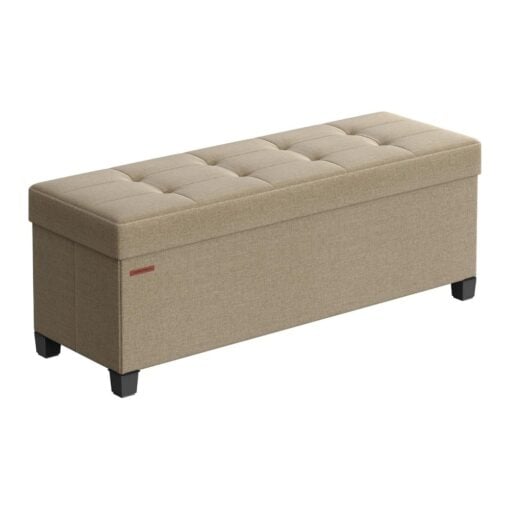 Songmics Storage Ottoman Bedroom Bench, Camel Brown
