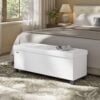 Songmics Storage Ottoman Sofa Bench with Legs, White