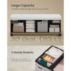 Songmics Storage Ottoman Sofa Bench with Legs, White Capacity