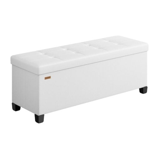 Songmics Storage Ottoman Sofa Bench with Legs, White