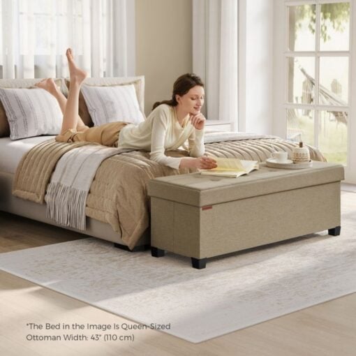 Songmics Storage Ottoman Bedroom Bench, Camel Brown