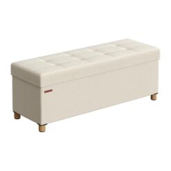 Songmics Storage Ottoman Sofa Box Bedroom Bench, Cream White