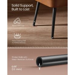 Vasagle Ottoman Bench with Steel Legs, Caramel Brown Leg