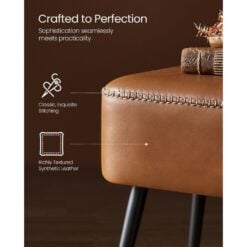 Vasagle Ottoman Bench with Steel Legs, Caramel Brown
