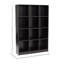 Bragg Eco Open File Cabinet Bookcase, 12 Shelves, Dark Walnut